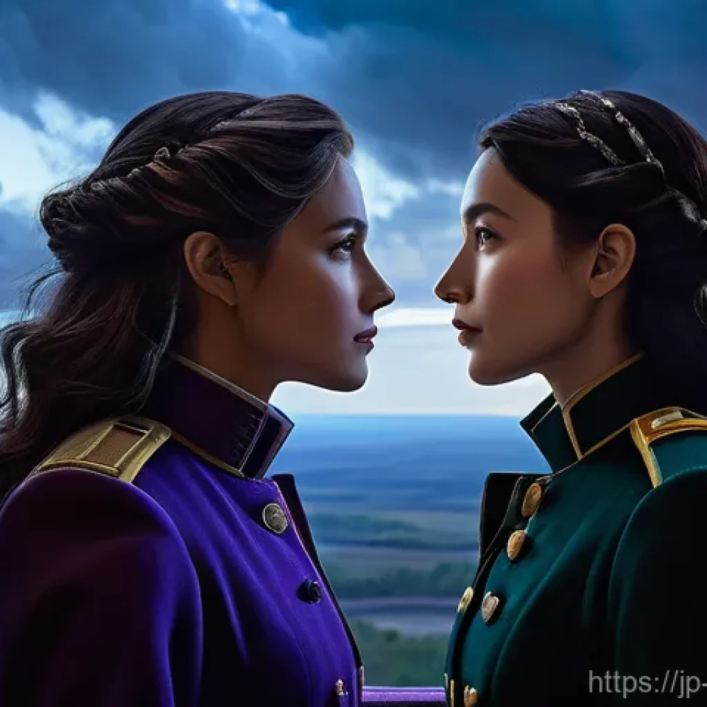 리버스 1999 팬아트 갤러리 - They are standing close together, looking out from a sturdy, antique window or observation deck. The...