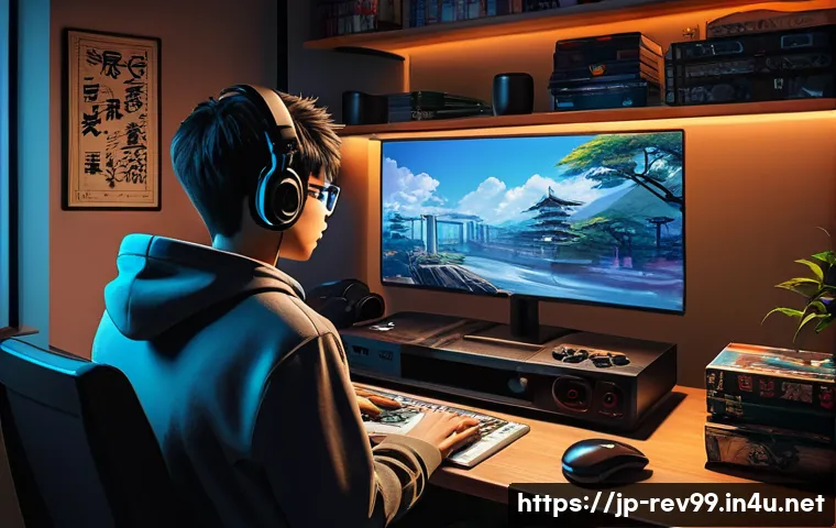 리버스 1999 추천 유튜버 - A detailed scene of a Japanese-style gaming room featuring a young adult player watching a “Reverse:...