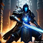 리버스 1999 최고 DPS 캐릭터 분석 - A dynamic fantasy RPG scene featuring a powerful single-target DPS character in sleek, detailed armo...