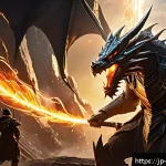 리버스 1999 전략적 소환 조합 - A dynamic battle scene featuring the Force Dragon at the front center, unleashing a powerful single-...