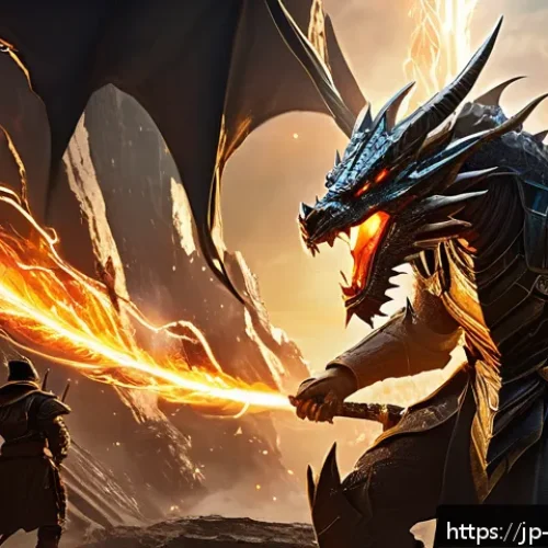 리버스 1999 전략적 소환 조합 - A dynamic battle scene featuring the Force Dragon at the front center, unleashing a powerful single-...