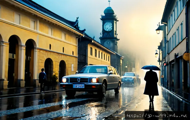 리버스 1999 배경 설정과 세계관 - Photorealistic alternate-history 1990s European city street caught in a surreal reverse-time storm, ...